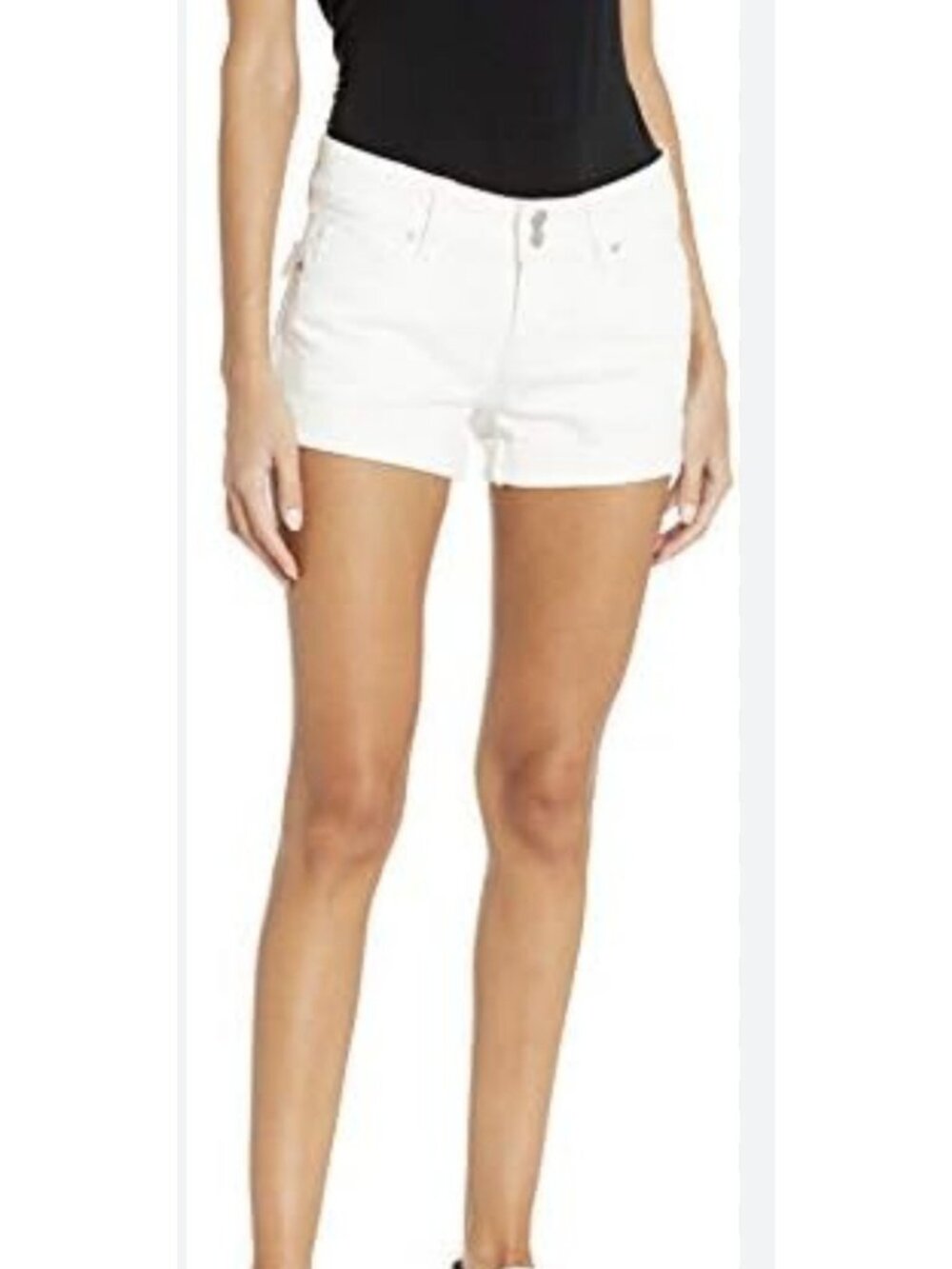 Hudson Jeans Ruby Short Women 30 White Denim Cuffed Mid Thigh Flap Pocket